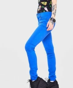 Jawbreaker Blue Mono Drainpipe Jeans -Spooky Threads blue mono drainpipe jeans jawbreaker 4 300x