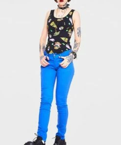 Jawbreaker Blue Mono Drainpipe Jeans -Spooky Threads blue mono drainpipe jeans jawbreaker 5 300x