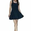 Dr Faust Blue Polka Dots Black Mini Dress - Sophia