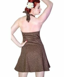 Spooky Threads -Spooky Threads brown cheetah animal print halterneck mini dress kara dr faust 2 300x