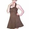 Dr Faust Brown Cheetah Animal Print Halterneck Mini Dress - Kara -Spooky Threads brown cheetah animal print halterneck mini dress kara dr faust 300x