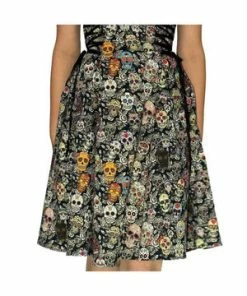 Dr Faust Candy Skulls Midi Dress - Vivian -Spooky Threads candy skulls midi dress vivian dr faust 3 300x