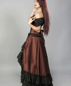 Burleska Carnation Victorian Maxi Skirt In Brass Taffeta -Spooky Threads carnation victorian maxi skirt in brass taffeta burleska 4 300x