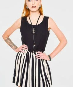 Jawbreaker Circ Le Soir Striped Skater Dress