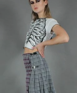 Jawbreaker Contrast Check Buckled Mini-Kilt -Spooky Threads contrast check buckled mini kilt jawbreaker 7 300x