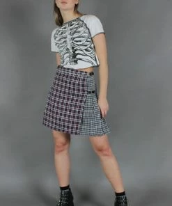 Jawbreaker Contrast Check Buckled Mini-Kilt -Spooky Threads contrast check buckled mini kilt jawbreaker 8 300x