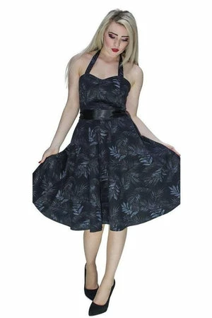 Dr Faust Dark Leaf Black Midi Dress - Annabelle 3 Dr Faust Dark Leaf Black Midi Dress - Annabelle