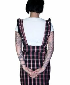 Spooky Threads -Spooky Threads dark tartan checked pinafore dress and t shirt set romina dr faust 2 300x