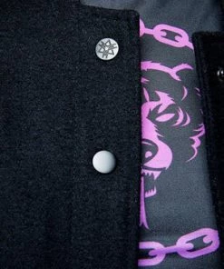 Long Clothing Death Adder Chain Crop Varsity Jacket -Spooky Threads death adder chain crop varsity jacket long clothing 10 300x