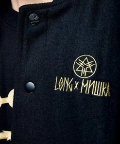 Long Clothing Death Adder Chain Crop Varsity Jacket -Spooky Threads death adder chain crop varsity jacket long clothing 5 300x