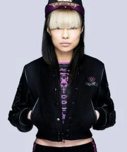 Long Clothing Death Adder Chain Crop Varsity Jacket -Spooky Threads death adder chain crop varsity jacket long clothing 6 300x