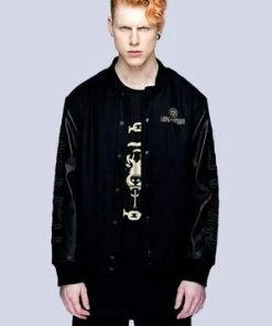Long Clothing Death Adder Chain Gold Varsity Jacket - Unisex -Spooky Threads death adder chain gold varsity jacket unisex long clothing 3 300x
