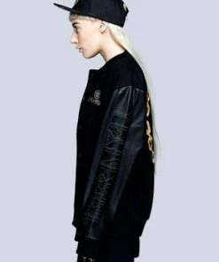 Long Clothing Death Adder Chain Gold Varsity Jacket - Unisex -Spooky Threads death adder chain gold varsity jacket unisex long clothing 4 300x