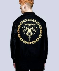 Long Clothing Death Adder Chain Gold Varsity Jacket - Unisex