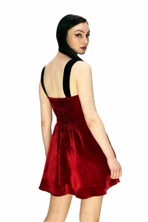 Dr Faust Deep Red Halterneck Velvet Mini Dress - Rosalie 4 Dr Faust Deep Red Halterneck Velvet Mini Dress - Rosalie - Image 2