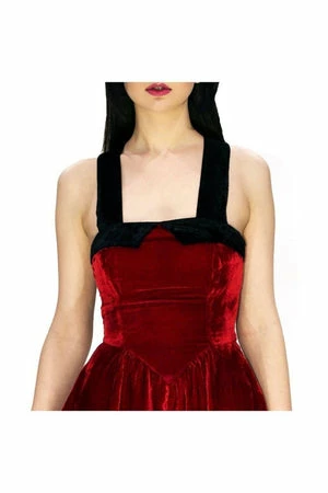 Dr Faust Deep Red Halterneck Velvet Mini Dress - Rosalie 5 Dr Faust Deep Red Halterneck Velvet Mini Dress - Rosalie - Image 3