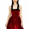 Dr Faust Deep Red Halterneck Velvet Mini Dress - Rosalie -Spooky Threads deep red halterneck velvet mini dress rosalie dr faust 300x