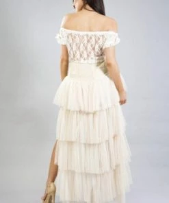 Burleska Denise Bustle Skirt In Mesh Net & Taffeta -Spooky Threads denise bustle skirt in mesh net taffeta burleska 4 300x