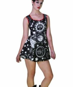 Dr Faust Disturbed Print Celestial Black Mini Dress - Aurora