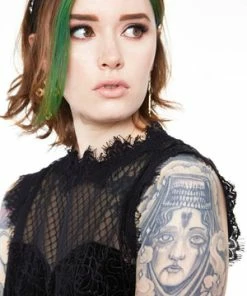 Jawbreaker Embroidered Rose Velvet Skater Dress -Spooky Threads dra 9357 bi 04 300x