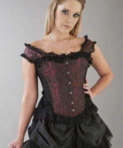Burleska Duchess Overbust Corset With Straps In Scroll Brocade -Spooky Threads duchess overbust corset with straps in scroll brocade burleska 3 300x
