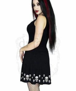 Dr Faust Edge Of Skulls Black Mini Dress - Nia