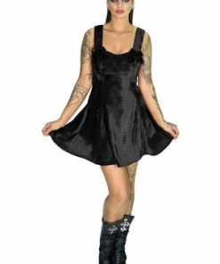 Dr Faust Elegant Black Halterneck Velvet Dress - Skylar