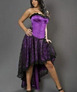 Burleska Elizium Long Burlesque Skirt In Satin & Lace Overlay -Spooky Threads elizium long burlesque skirt in satin lace overlay burleska 3 300x