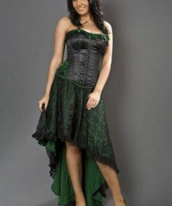 Burleska Elizium Long Burlesque Skirt In Satin & Lace Overlay -Spooky Threads elizium long burlesque skirt in satin lace overlay burleska 4 300x