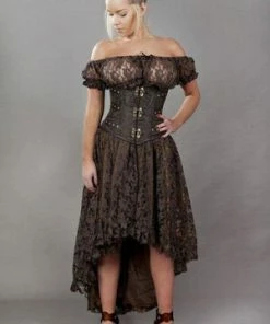 Burleska Elizium Long Burlesque Skirt In Satin & Lace Overlay