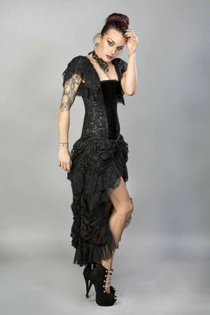 Burleska Elvira Long Victorian Goth Skirt In Black King And Black Lace Underlay 5 Burleska Elvira Long Victorian Goth Skirt In Black King And Black Lace Underlay - Image 3