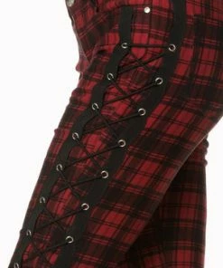Banned Escaping Darkness Tartan Skinny Trouser -Spooky Threads escaping darkness tartan skinny trouser banned 4 300x