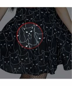 Dr Faust Evil Cats Black Mini Dress - Gatta -Spooky Threads evil cats black mini dress gatta dr faust 4 300x