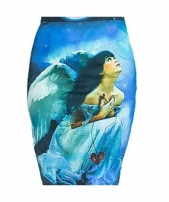 Dr Faust Fallen Angel Blue Moon Night Sky Midi Dress - Angel -Spooky Threads fallen angel blue moon night sky midi dress angel dr faust 3 300x