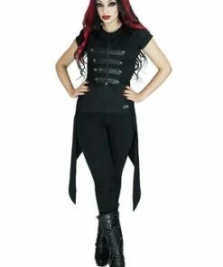 Dr Faust Fashionista Mohawk Hooded Black Cotton Jacket - Drago -Spooky Threads fashionista mohawk hooded black cotton jacket drago dr faust 3 300x