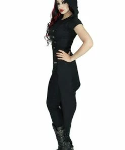 Dr Faust Fashionista Mohawk Hooded Black Cotton Jacket - Drago