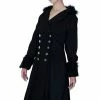 Dr Faust Faux Fur Cuffs Silver Buttons Black Wool Coat - Dominique -Spooky Threads faux fur cuffs silver buttons black wool coat dominique dr faust 300x
