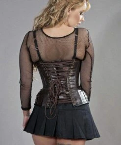 Burleska Forcas Underbust Steampunk Corset In Black & Brown Matte Vinyl -Spooky Threads forcas underbust steampunk corset in black brown matte vinyl burleska 3 300x