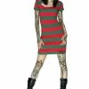 Dr Faust Freddy Krueger Style Red And Green Mini Dress - Aubrey -Spooky Threads freddy krueger style red and green mini dress aubrey dr faust 300x
