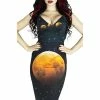 Dr Faust Full Blood Moon Night Sky Midi Dress - Amaris -Spooky Threads full blood moon night sky midi dress amaris dr faust 300x