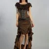 Burleska Gemini Underbust Steampunk Corset In Brown Camel Stripes Cotton -Spooky Threads gemini underbust steampunk corset in brown camel stripes cotton burleska 300x