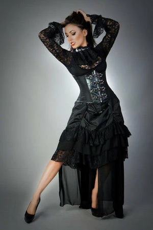 Burleska Gemini Underbust Steampunk Corset In Taffeta With Front Zip And Straps 6 Burleska Gemini Underbust Steampunk Corset In Taffeta With Front Zip And Straps - Image 4