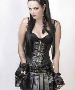 Burleska Gemini Underbust Steampunk Corset In Taffeta With Front Zip And Straps
