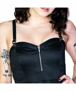 Dr Faust Geometric Metal Buckle Black Mini Dress - Serenity -Spooky Threads geometric metal buckle black mini dress serenity dr faust 3 300x