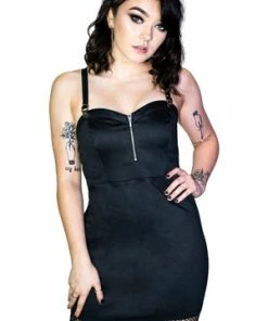 Dr Faust Geometric Metal Buckle Black Mini Dress - Serenity