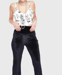 Jawbreaker Glam Rock Black Velvet Flares -Spooky Threads glam rock black velvet flares jawbreaker 3 300x