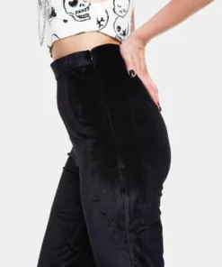 Jawbreaker Glam Rock Black Velvet Flares -Spooky Threads glam rock black velvet flares jawbreaker 5 300x