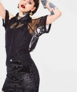 Jawbreaker Glam Rock Velvet Mini Skirt -Spooky Threads glam rock velvet mini skirt jawbreaker 3 300x