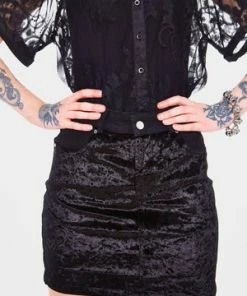 Jawbreaker Glam Rock Velvet Mini Skirt -Spooky Threads glam rock velvet mini skirt jawbreaker 4 300x