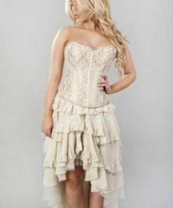 Burleska Glamour Overbust Fashion Corset In Satin & Lace Overlay